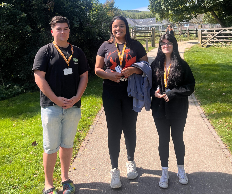 Students wearing lanyards